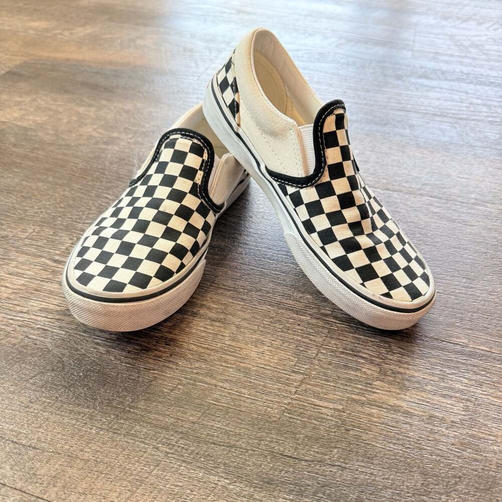 Vans Classic Slip-On Checkerboard Black and White Kids Size 2.5